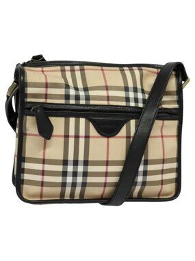 Authentic BURBERRY Nova Check Shoulder Bag PVC Beige